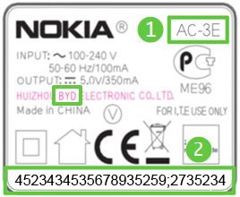 Etikett des Ladegerätes AC-3E von Nokia (Abbildung: Nokia)