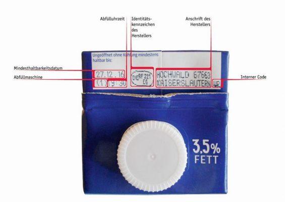 Auf dem Tetrapak oben sind die Informationen aufgedruckt, die man braucht, um sehen zu können, ob die Milch im Haushalt vom aktuellen Rückruf betroffen ist. (Foto: Hochwald)