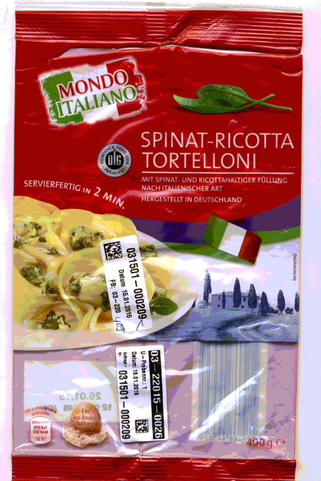 Die Spinat Ricotta Tortelloni mit dem Mindesthaltbarkeitsdatum 26. Januar 2015 sollten nicht verzehrt werden.