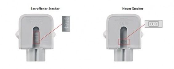 Grafik zur leichteren Bestimmung der betroffen Stecker (Grafik: Apple)