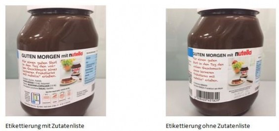 Vergleich der Etiketten auf dem 1 Kilogramm-Glas nutella (Bild: Ferrero)