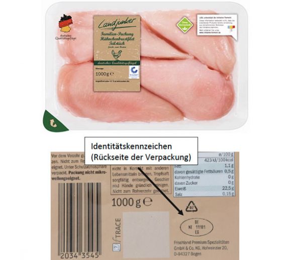 Kann Metallfremdkörper enthalten: Landjunker Familien-Packung Hähnchenbrustfilet. (Foto: LIDL/Frischland Premium Spezialitäten)